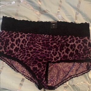 Elegant Purple Leopard Lace Panties